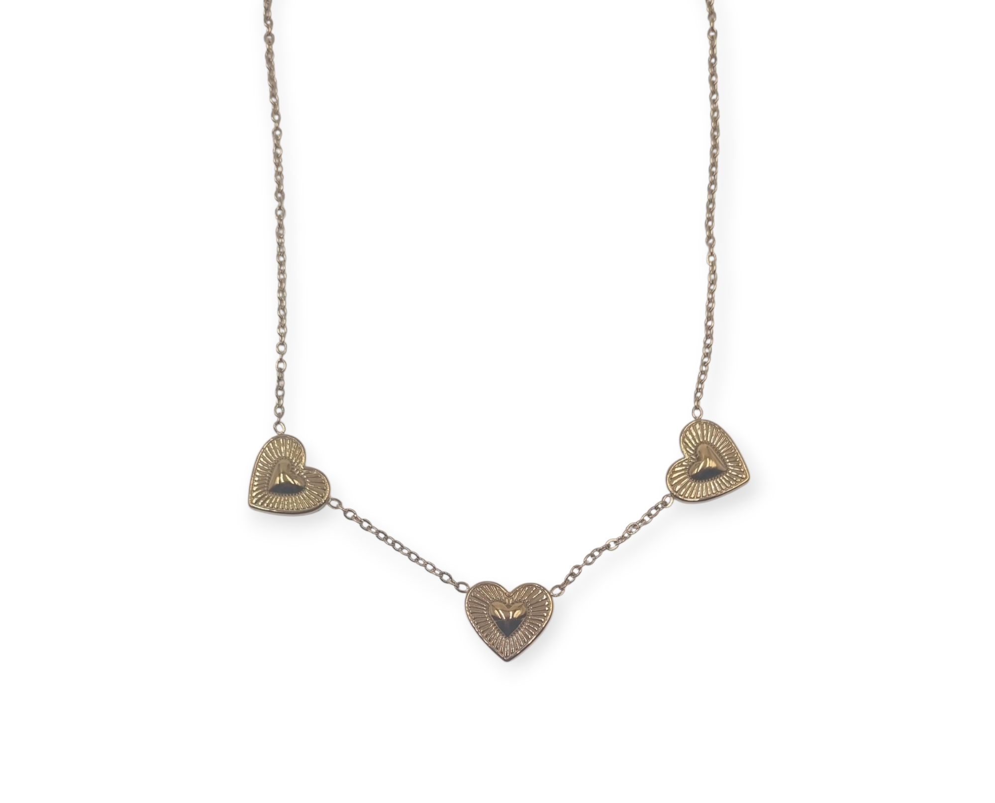 Ketting en hanger met 3 hartjes