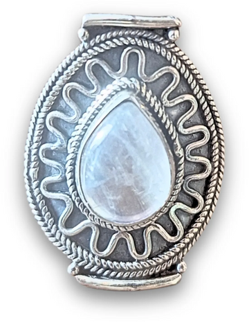Maansteen regenboog ring zilver maat 19
