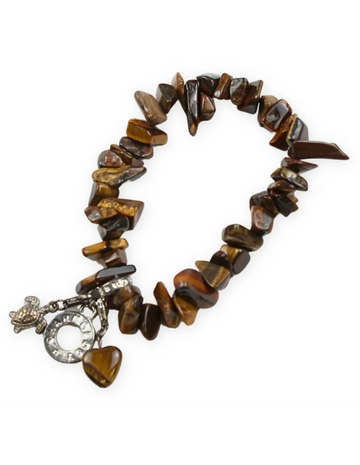 Split armband Tijgeroog met bedels